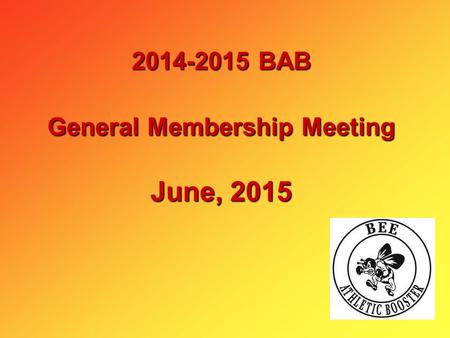 2014-2015 BAB General Membership Meeting June, 2015.
