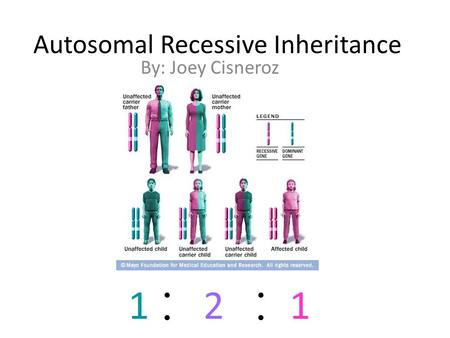 Autosomal Recessive Inheritance By: Joey Cisneroz 121.