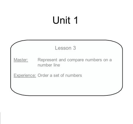 Unit 1 Lesson 3 Master: Represent and compare numbers on a number line