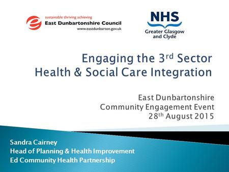 Engaging the 3rd Sector Health & Social Care Integration