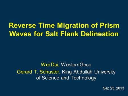 Reverse Time Migration of Prism Waves for Salt Flank Delineation