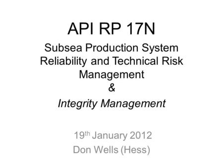 19th January 2012 Don Wells (Hess)