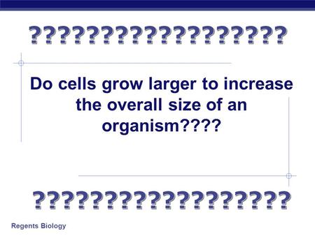 Regents Biology Do cells grow larger to increase the overall size of an organism????
