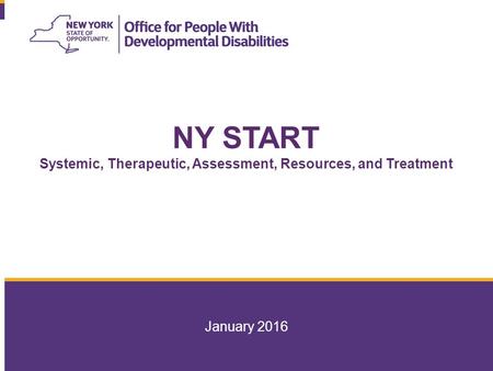 NY START Systemic, Therapeutic, Assessment, Resources, and Treatment January 2016.