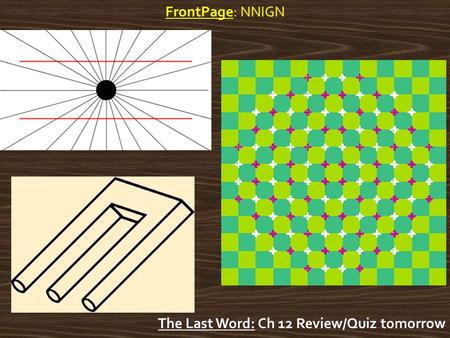 FrontPage: NNIGN The Last Word: Ch 12 Review/Quiz tomorrow.