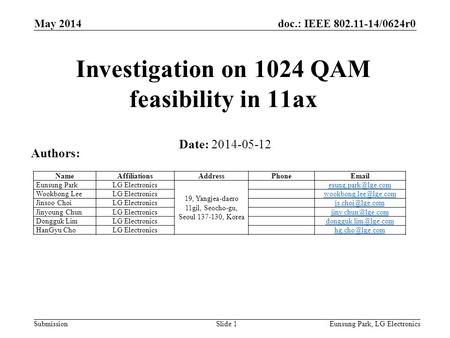 Investigation on 1024 QAM feasibility in 11ax