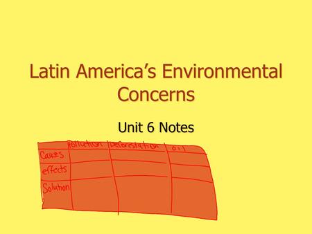 Latin America’s Environmental Concerns Unit 6 Notes.