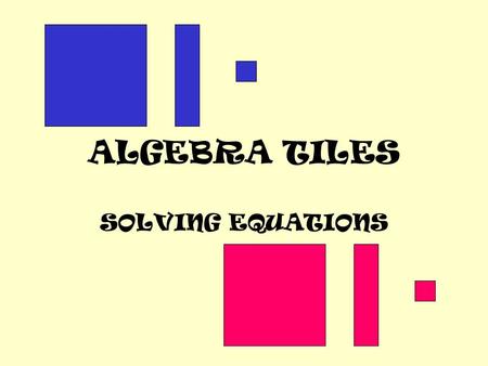 ALGEBRA TILES SOLVING EQUATIONS Replace the equation with tiles: Negative Positive -X X 1.