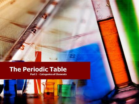The Periodic Table Part I – Categories of Elements.