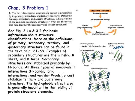 Chap. 3 Problem 1 See Fig. 3.1a & 3.2 for basic information about structure classifications. More on the definitions of primary, secondary, tertiary, and.