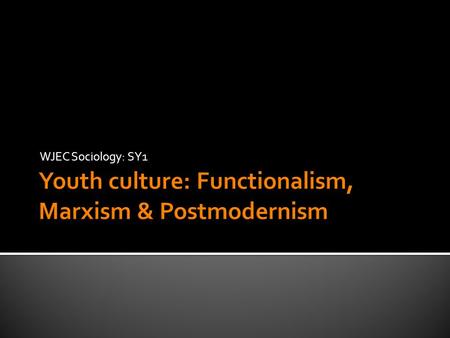 WJEC Sociology: SY1.  Discuss the view that youth subcultures are out-dated (30) This is an example of a control word This indicates the topic or theme.
