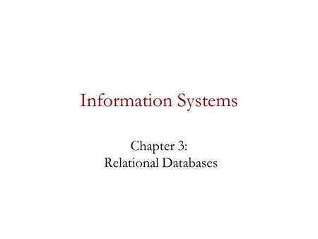 Chapter 3: Relational Databases