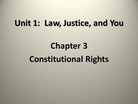 Unit 1: Law, Justice, and You Chapter 3 Constitutional Rights.