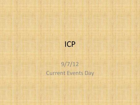 ICP 9/7/12 Current Events Day. Warmup Make a list of current events (things going on in the news right now) that are related to science.