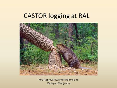 CASTOR logging at RAL Rob Appleyard, James Adams and Kashyap Manjusha.