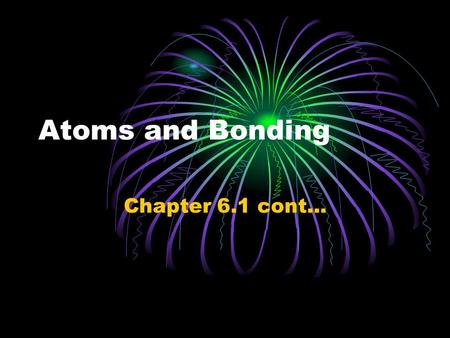 Atoms and Bonding Chapter 6.1 cont.... Compounds and Bonding A compound is a substance that is composed of atoms of two or more different elements that.