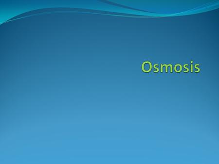 What is Osmosis? Osmosis is a form of passive transport (no extra energy needs to be used) where water molecules move down their concentration gradient.