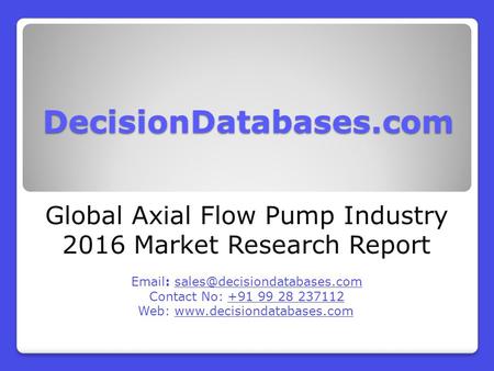 Global Axial Flow Pump Industry 2016 Market Research Report