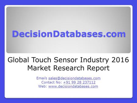 Global Touch Sensor Industry 2016 Market Research Report