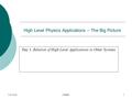 5/25/2016J-PARC1 High Level Physics Applications – The Big Picture Day 1: Relation of High Level Applications to Other Systems.