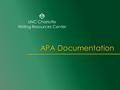 UNC Charlotte Writing Resources Center APA Documentation.