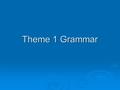 Theme 1 Grammar. Kinds of Sentences  Declarative sentence- makes a statement, ends with a period  Interrogative sentence- asks a question, ends with.