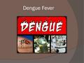 Dengue Fever.  Dengue fever is a disease. It is a type of illness that make you very sick. (Fever) It can kill you if you get it and you don’t go to.