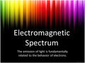 Electromagnetic Spectrum The emission of light is fundamentally related to the behavior of electrons.