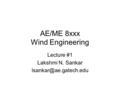 AE/ME 8xxx Wind Engineering Lecture #1 Lakshmi N. Sankar