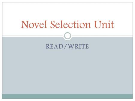 READ/WRITE Novel Selection Unit. A Fate Totally Worse Than Death.