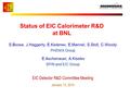 Status of EIC Calorimeter R&D at BNL EIC Detector R&D Committee Meeting January 13, 2014 S.Boose, J.Haggerty, E.Kistenev, E,Mannel, S.Stoll, C.Woody PHENIX.