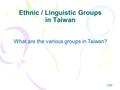 Ethnic / Linguistic Groups in Taiwan 1/20 What are the various groups in Taiwan?