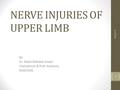 NERVE INJURIES OF UPPER LIMB By Dr. Abdul Waheed Ansari Chairperson & Prof. Anatomy RAKCOMS 5/26/2016 1.