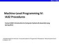Ithaca College Machine-Level Programming IV: IA32 Procedures Comp 21000: Introduction to Computer Systems & Assembly Lang Spring 2013 * Modified slides.