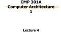 CMP 301A Computer Architecture 1 Lecture 4. 2 Outline zISA Introduction zISA Classes yStack yAccumulator yRegister memory yRegister register/load store.