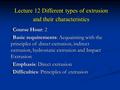 Lecture 12 Different types of extrusion and their characteristics