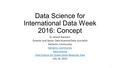 Data Science for International Data Week 2016: Concept Dr. Brand Niemann Director and Senior Data Scientist/Data Journalist Semantic Community Data Science.