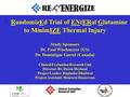 A RandomizEd Trial of ENtERal Glutamine to MinimIZE Thermal Injury Study Sponsors Dr. Paul Wischmeyer (US) Dr. Dominique Garrel (Canada) Clinical Evaluation.