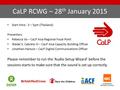 CaLP RCWG – 28 th January 2015 Start time : 3 – 5pm (Thailand) Presenters: Rebecca Vo – CaLP Asia Regional Focal Point Wadel S. Cabrera III – CaLP Asia.