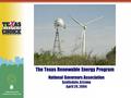 The Texas Renewable Energy Program National Governors Association Scottsdale, Arizona April 29, 2004.