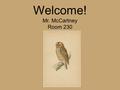 Welcome! Mr. McCartney Room 230. Two Truths and a Lie Please create three basic statements about yourself. Two of them must be true, one must be a lie.