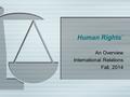 Human Rights` An Overview International Relations Fall, 2014.