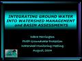 Debra Harrington FDEP Groundwater Protection Watershed Monitoring Meeting August, 2004 INTEGRATING GROUND WATER INTO WATERSHED MANAGEMENT and BASIN ASSESSMENTS.
