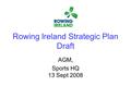 Rowing Ireland Strategic Plan Draft AGM, Sports HQ 13 Sept 2008.