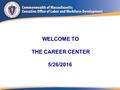 WELCOME TO THE CAREER CENTER 5/26/2016. “In the middle of every difficulty lies opportunity.” Albert Einstein.