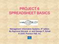 1 PROJECT 6 SPREADSHEET BASICS Management Information Systems, 9 th edition, By Raymond McLeod, Jr. and George P. Schell © 2004, Prentice Hall, Inc.
