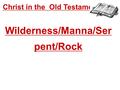 Christ in the Old Testament... Wilderness/Manna/Ser pent/Rock.