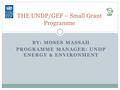 BY: MOSES MASSAH PROGRAMME MANAGER: UNDP ENERGY & ENVIRONMENT THE UNDP/GEF – Small Grant Programme.