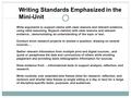 Writing Standards Emphasized in the Mini-Unit Write arguments to support claims with clear reasons and relevant evidence, using valid reasoning. Support.