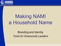Making NAMI a Household Name Branding and Identity Tools for Grassroots Leaders.